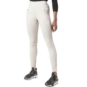 Athleta Peak Hybrid Fleece Plush Supersonic Tight Leggings Zip Birch Grey XS